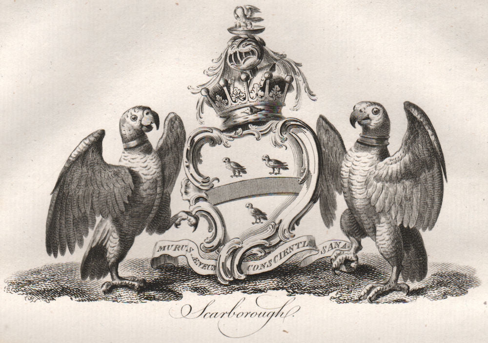 SCARBOROUGH. Coat of Arms. Heraldry 1790 old antique vintage print picture